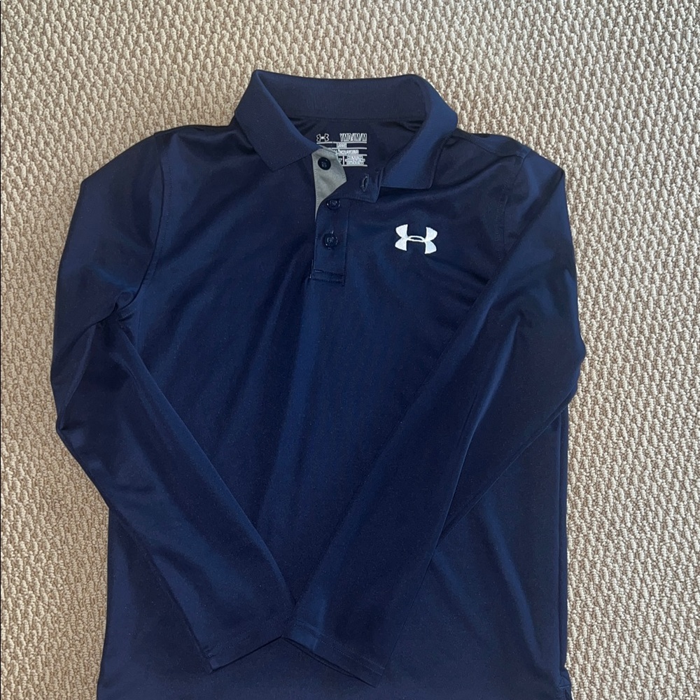 Under Armour Kids Dark Blue Long Sleeve Polo